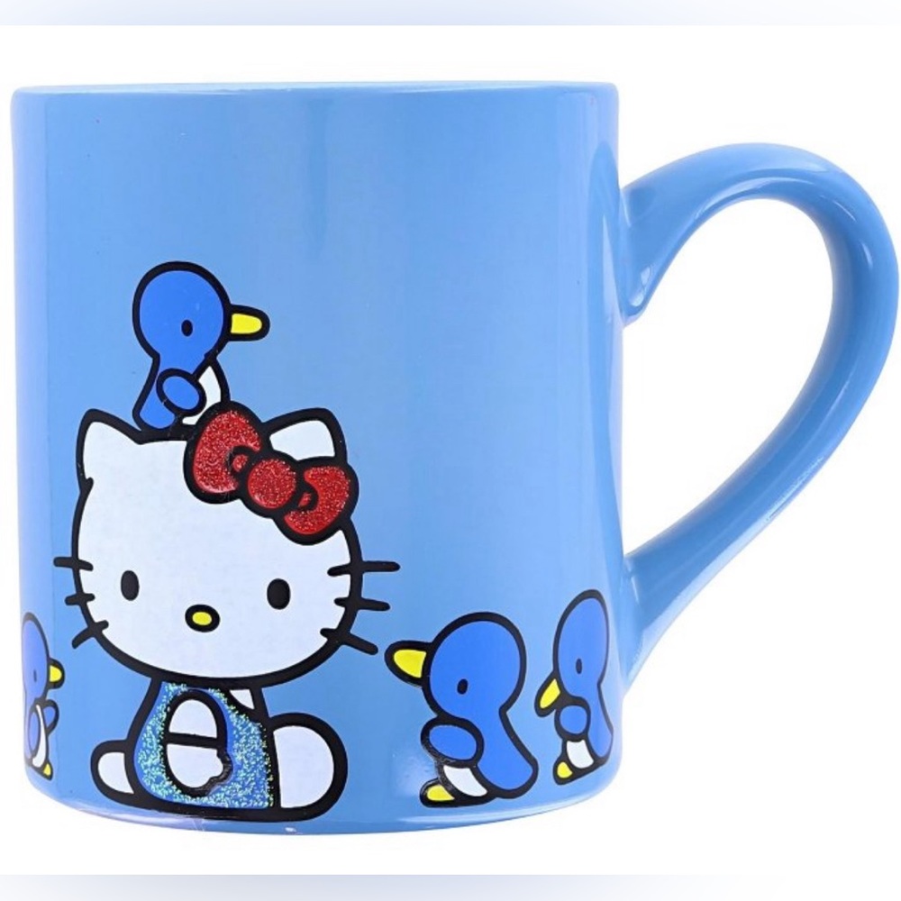 Hello Kitty Blue Sparkles ceramic mug, holds 14 ounces